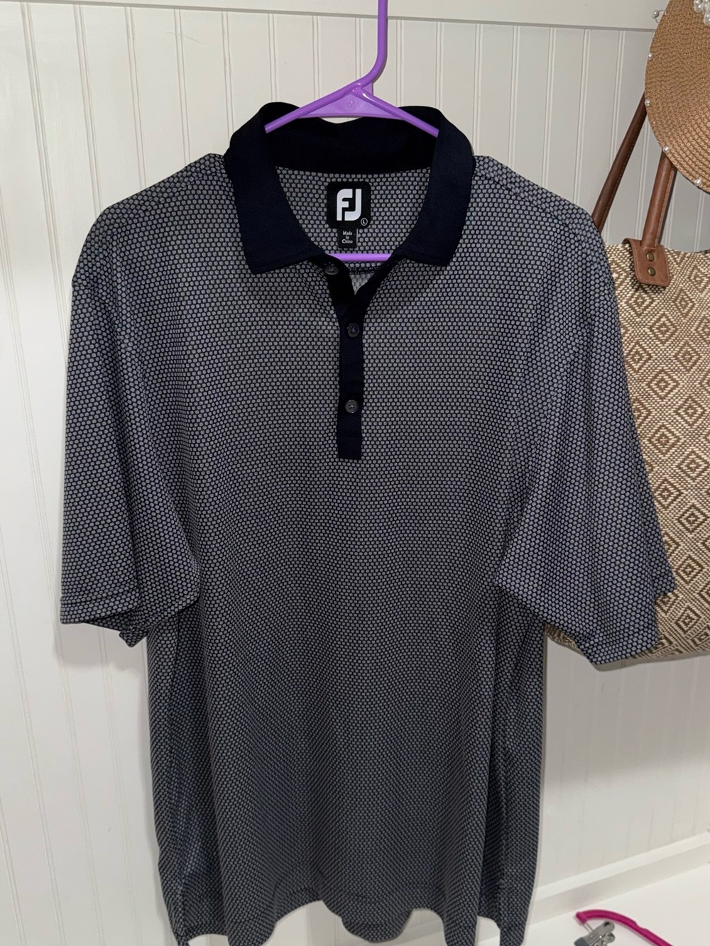 FootJoy Black Micro-Dot Golf Polo with Black Trim